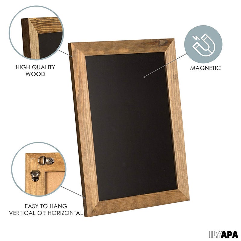 Ilyapa Rustic Wooden Magnetic Kitchen Chalkboard Sign - 20x30 Inch Brown Framed Wall Hanging Chalk Board for Farmhouse Decor, Wedding, Restaurant Menu - Image 3